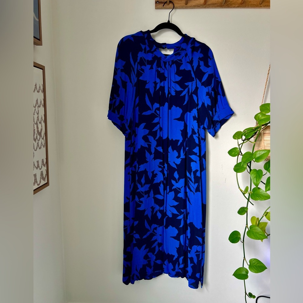 Blue mid length shift dress